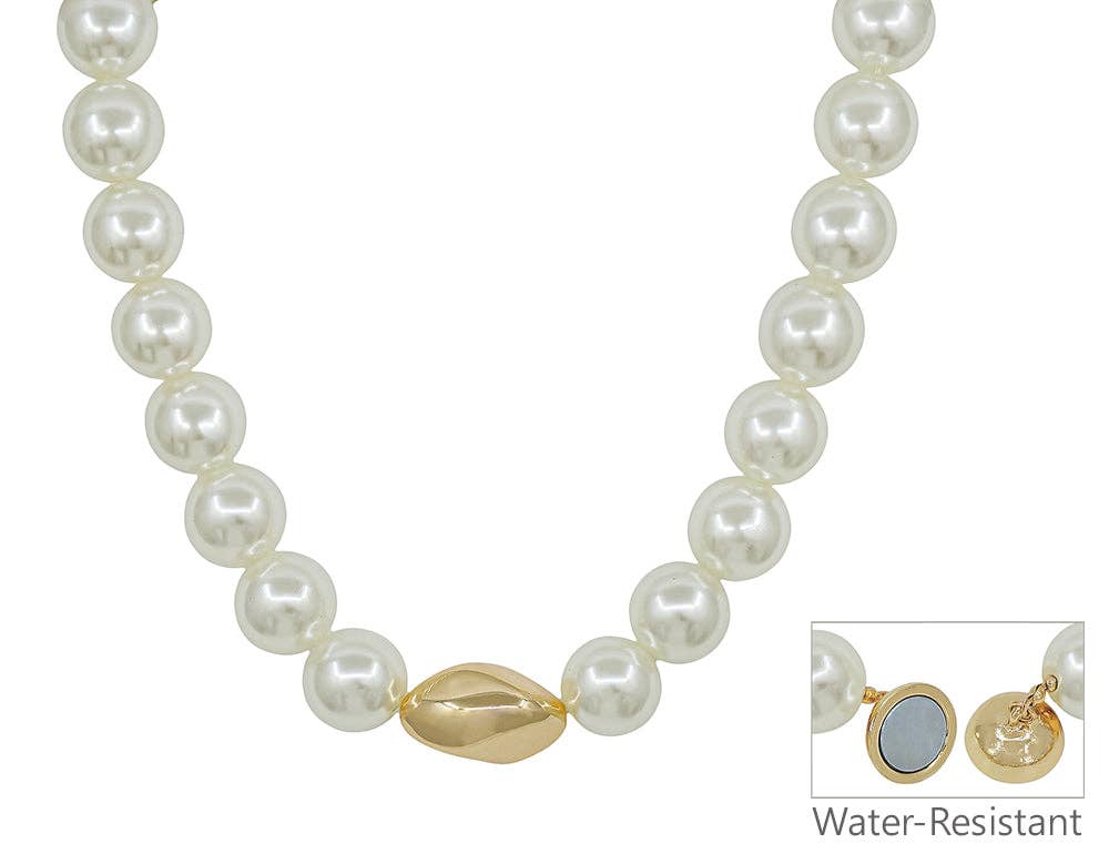 Pearl Beaded with Gold Nugget 17" Necklace