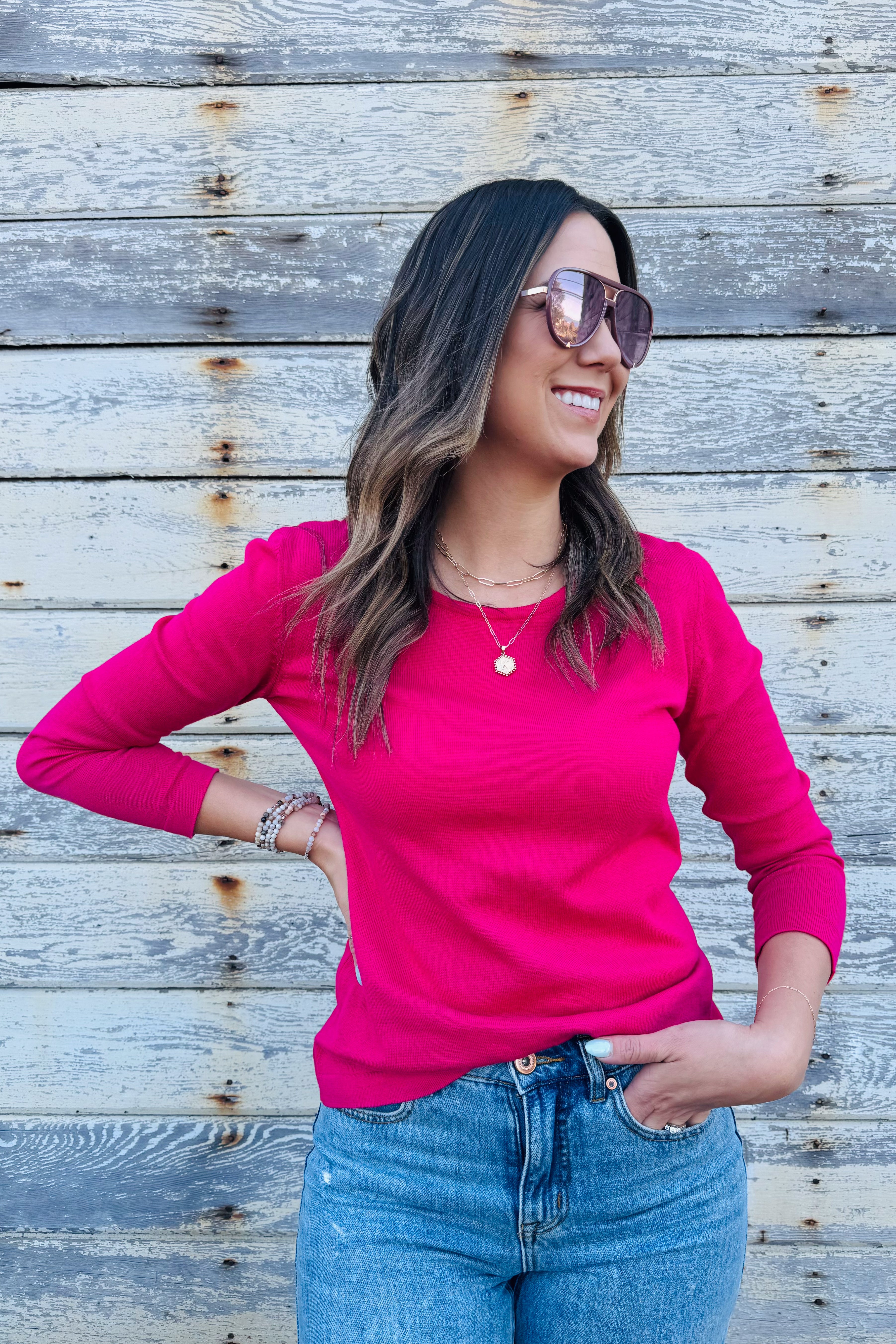 Classic Crew Neck Sweater Pink