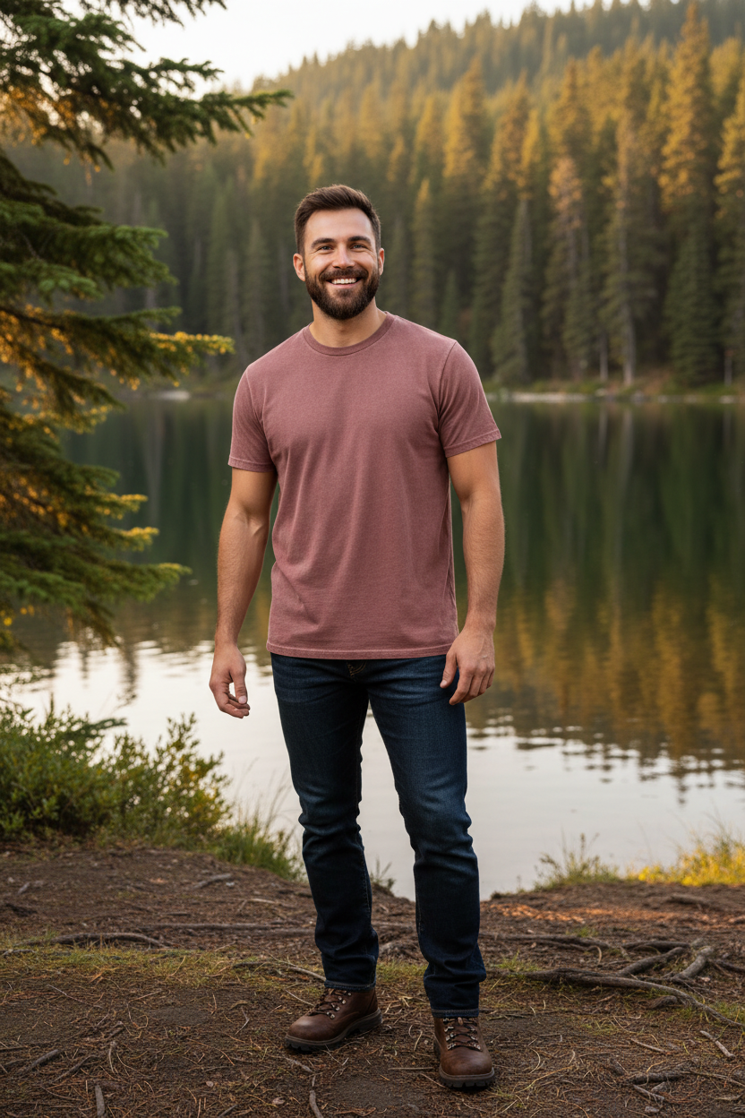 Rhythm Classic Vintage Tee in merlot, a relaxed vintage-fit tee made for lakeside camping, campfire nights and easy days outdoors.
