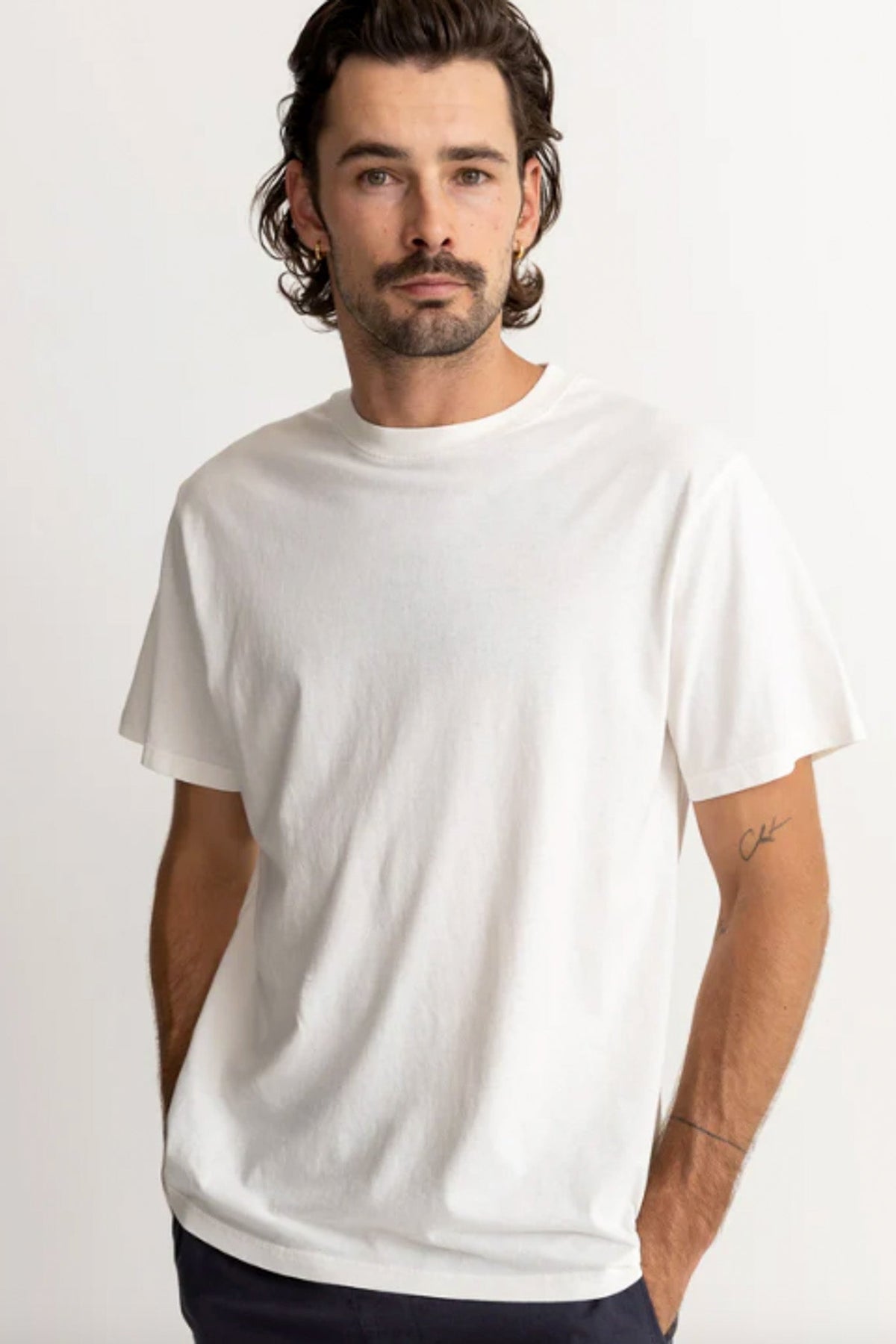 Rhythm classic vintage tee in Vintage White, a garment-dyed, broken-in feel tee for surf trips, beach days, weekends and layering under a flannel