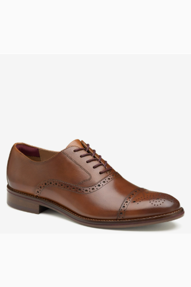 Johnston & Murphy Conard 2.0 in Tan leather, a classic dress shoe with next-level cushioned comfort for the office, weddings, date nights and special occasions