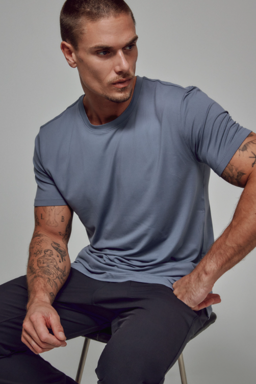 7 Diamonds Core crew neck tee in Folkstone, a functional, sustainable everyday tee that stays soft and stretchy for the gym, golf, travel and layering