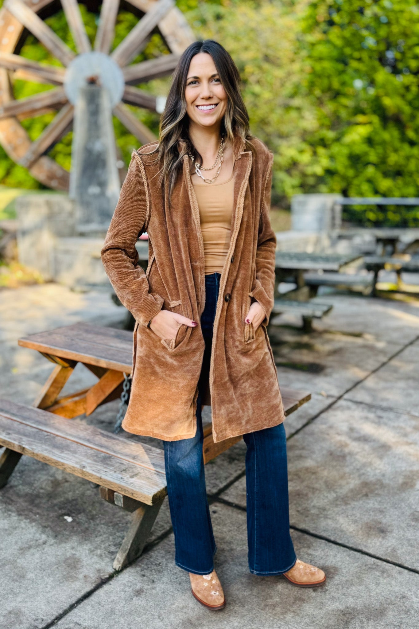 Cozy Corduroy Mid Length Jacket