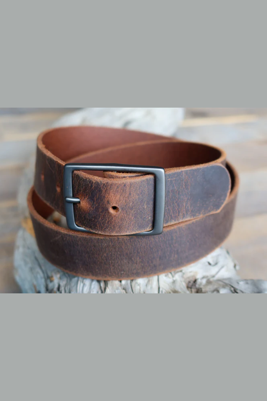 Fosterweld Crazy Horse leather belt in Brown, a handmade premium leather belt built to last for years with jeans, chinos, work pants and everyday wear