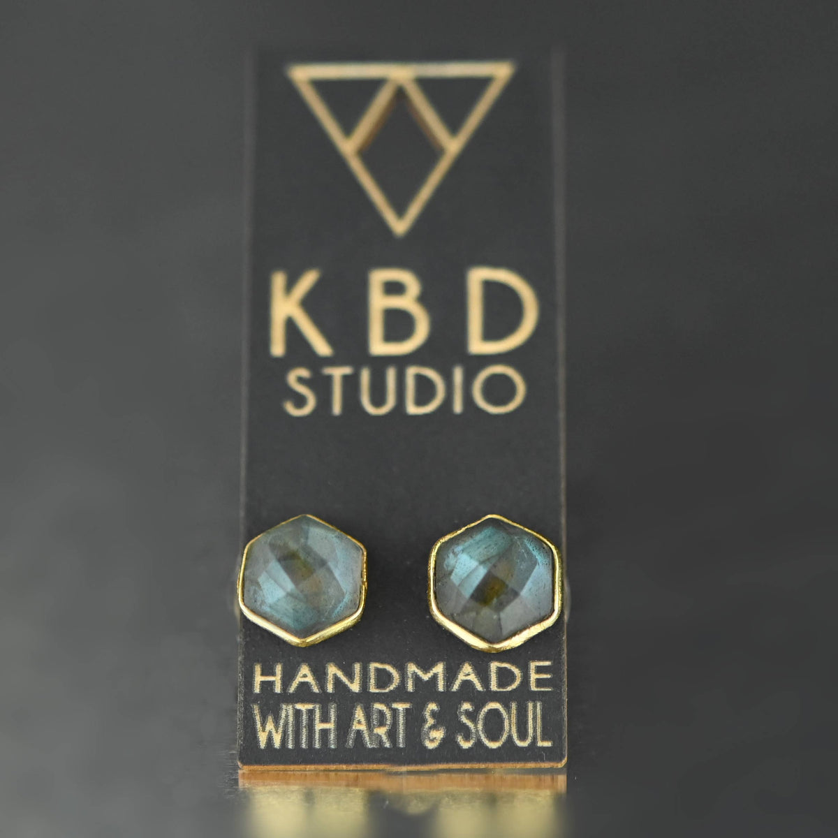Hexagon Gemstone Studs: Pyrite | KBD Studio - view 4