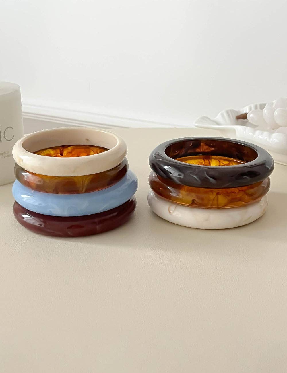 Trendy Geometric Resin Stackable Bangle Bracelet