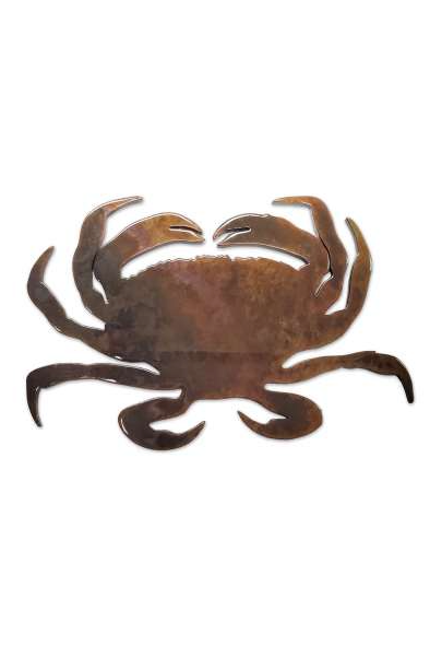 Paradise Cay Publications Dungeness crab magnet, a stone-tumbled laser cut steel magnet with a distressed patina for the fridge, boat or beach house, a great gift for crabbers and coastal lovers