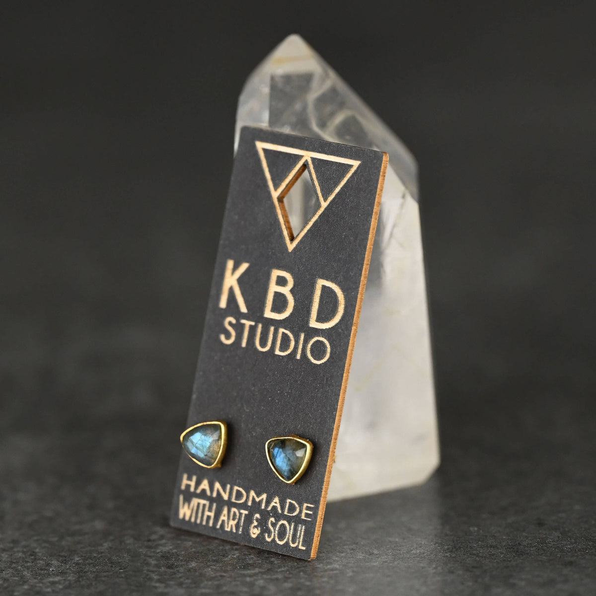 Triangle Gemstone Studs (5mm): Pyrite | KBD Studio - view 5