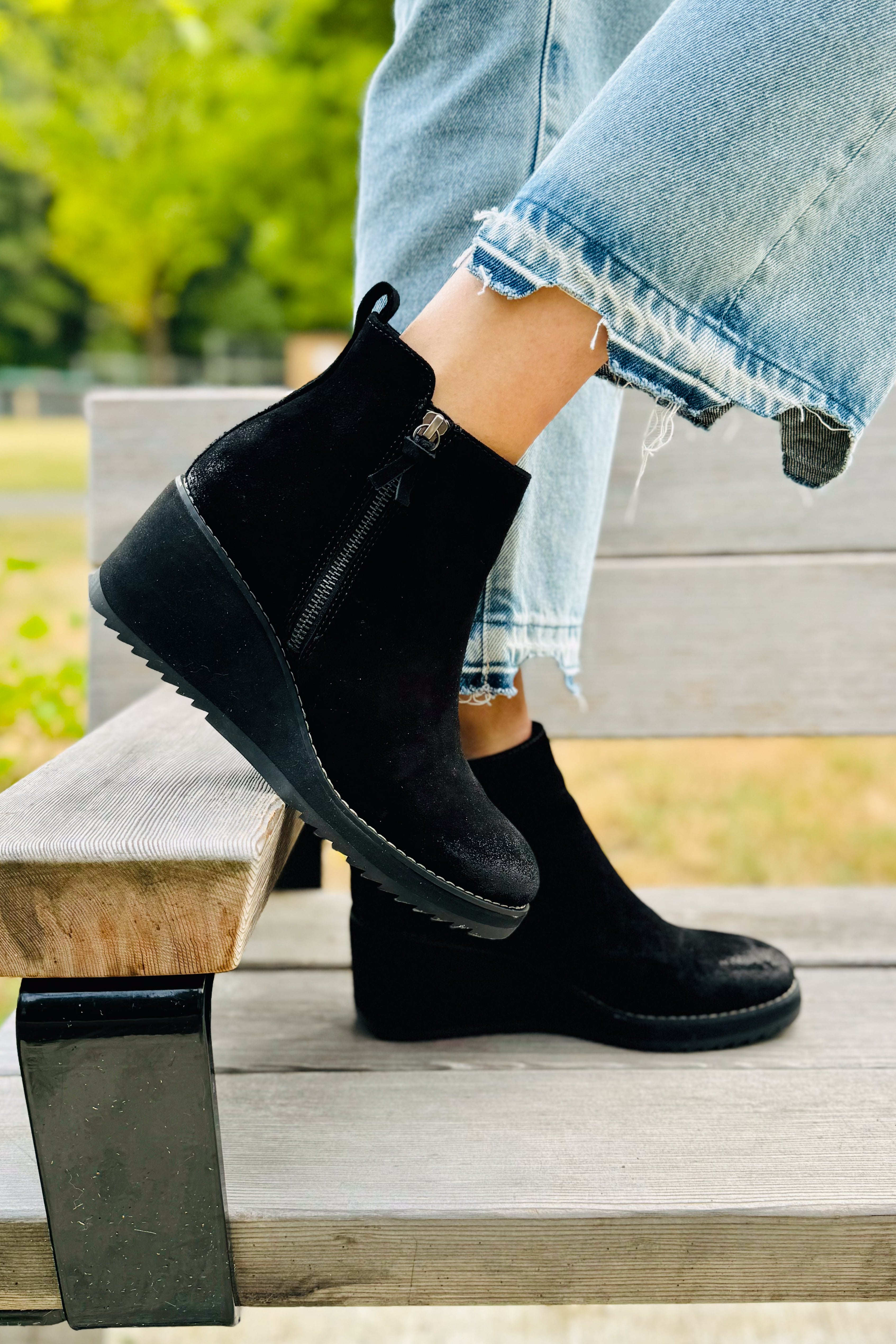 Emeline Wedge Bootie Black