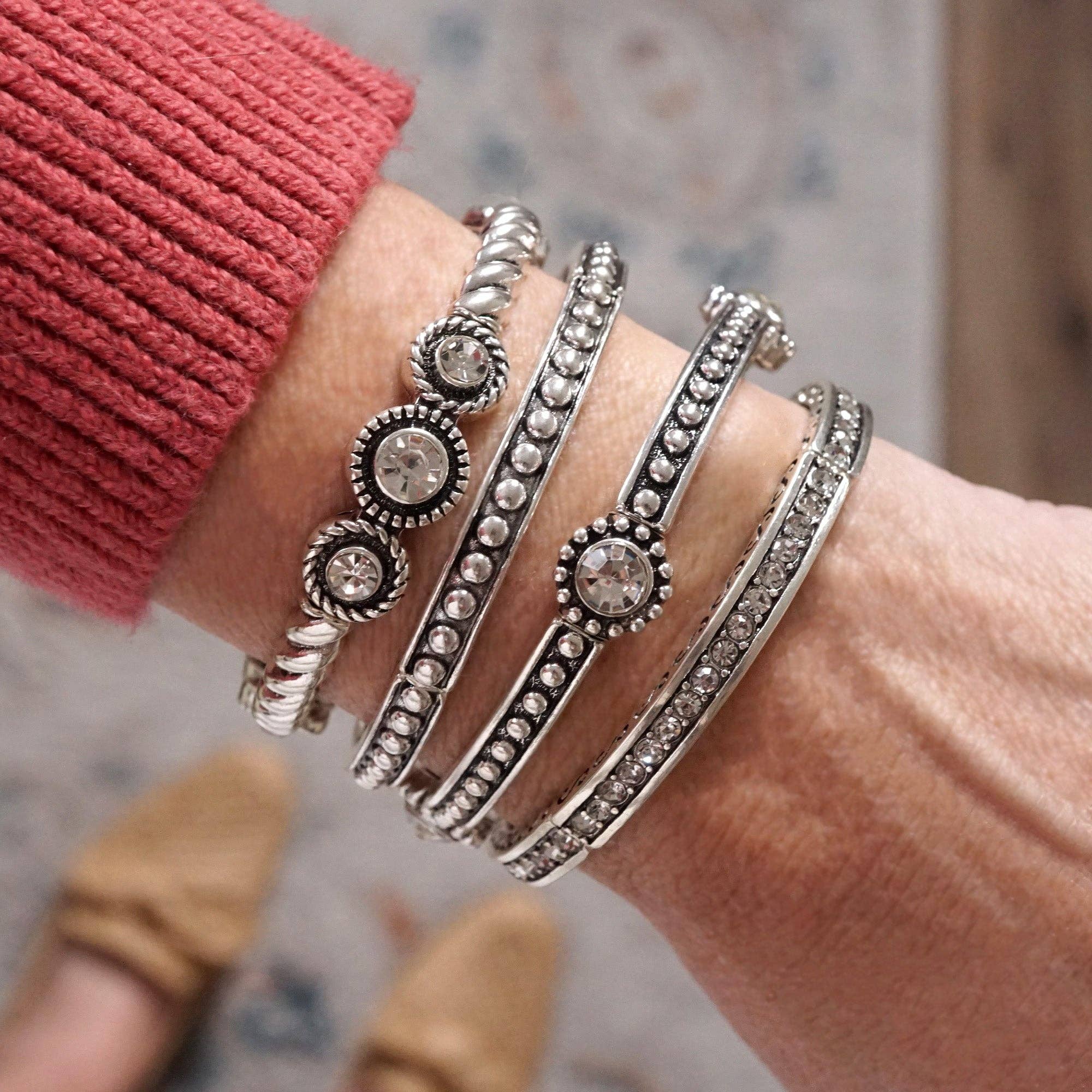 Western Vibes Bangles – Dots w/ Clear Crystals