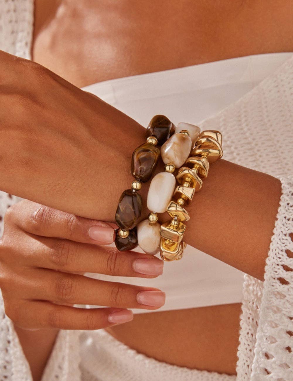 Retro Irregular Resin Stones Chain Bracelets