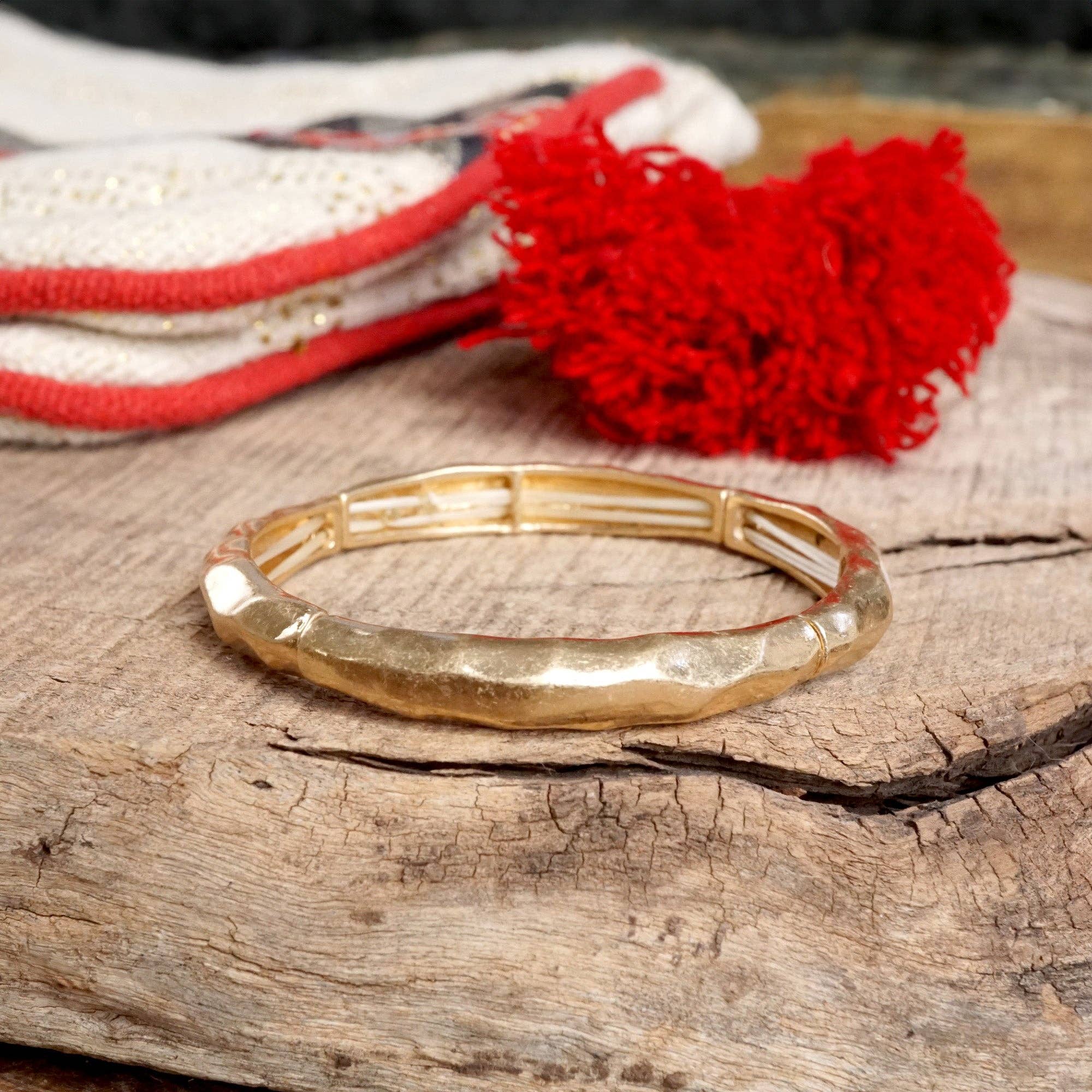 Boho Stretchy Bangle-Worn Gold