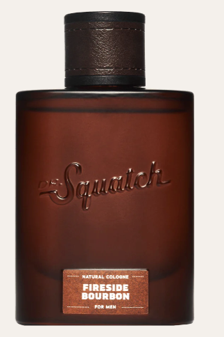 Dr. Squatch Fireside Bourbon cologne with cedarwood, clove and patchouli, a warm, rugged scent for date nights, holiday parties and evenings out, a great gift for him