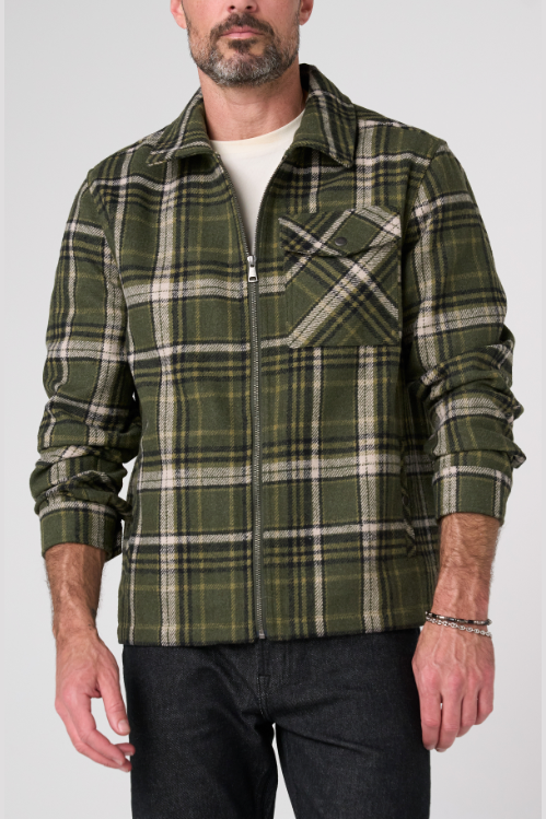 Liverpool flap pocket jacket in Olive/Black, a utility-style layer for fall commutes, weekend outings, travel and cool evenings