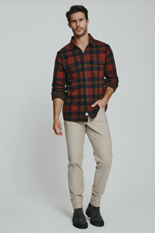 7 Diamonds Generation long sleeve shirt in Amber, a soft-touch double-knit jacquard layer for fall weekends, the office, travel and dinners out