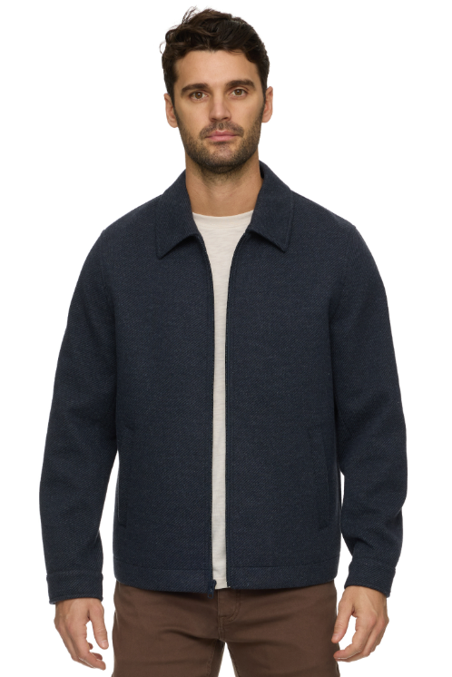 Flag & Anthem Gilbert twill jacket in Navy, a versatile everyday jacket for fall commutes, weekend outings, travel and cool evenings