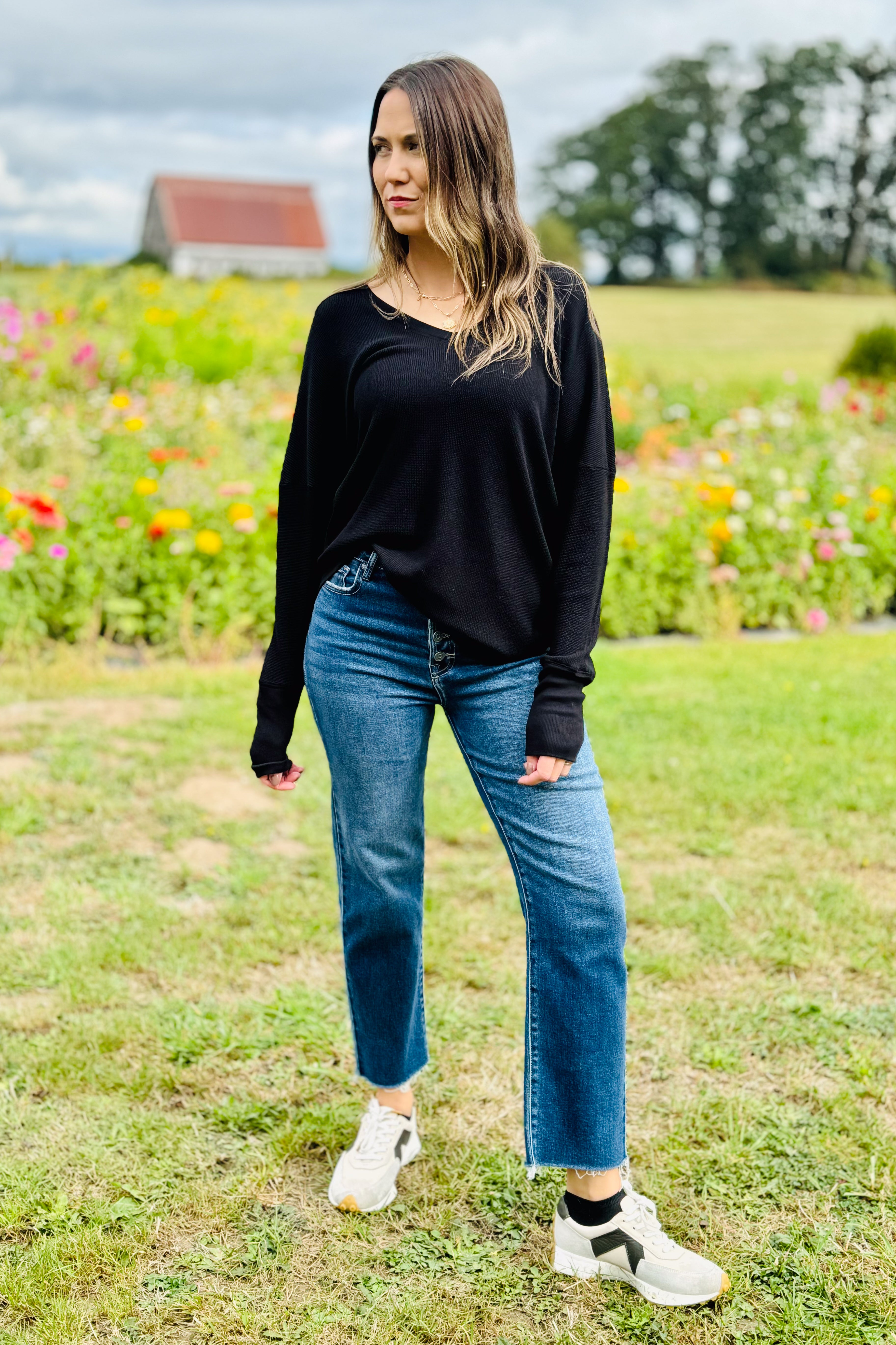 L/S V-Neck Tunic Black