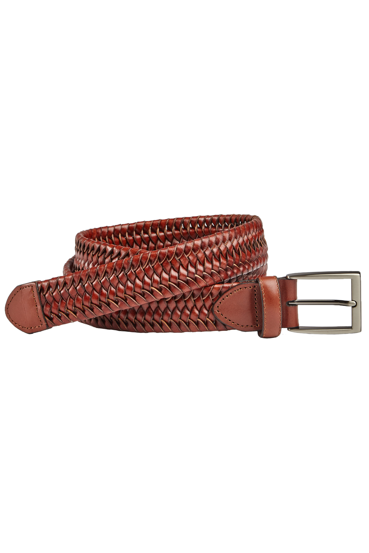 Johnston & Murphy Leather Braided Belt - Cognac, a quality belt that finishes off office outfits, jeans and dressy occasions