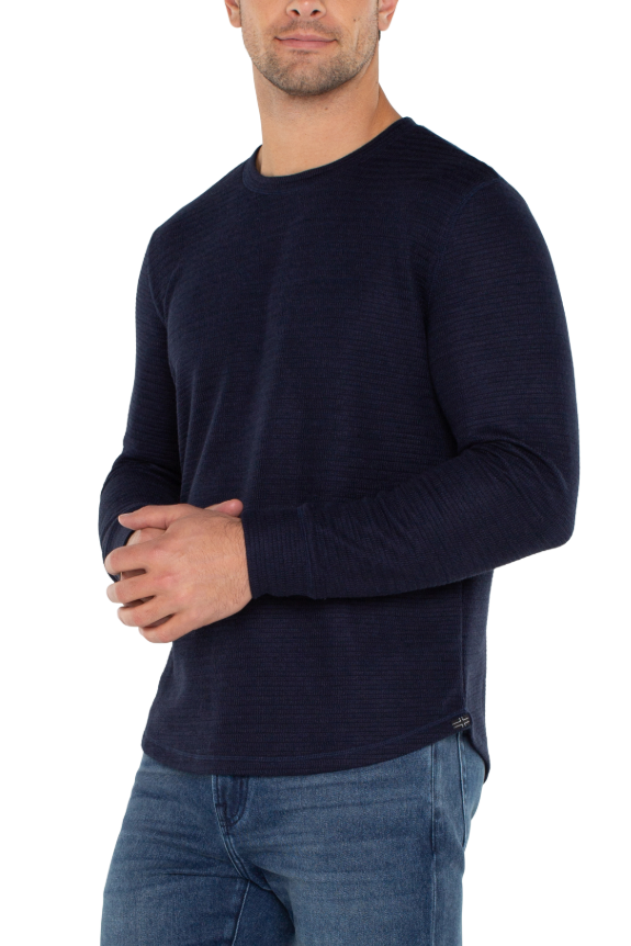 Liverpool L/S Crewneck - Navy, a comfortable long sleeve for layering, cool mornings, travel and everyday wear