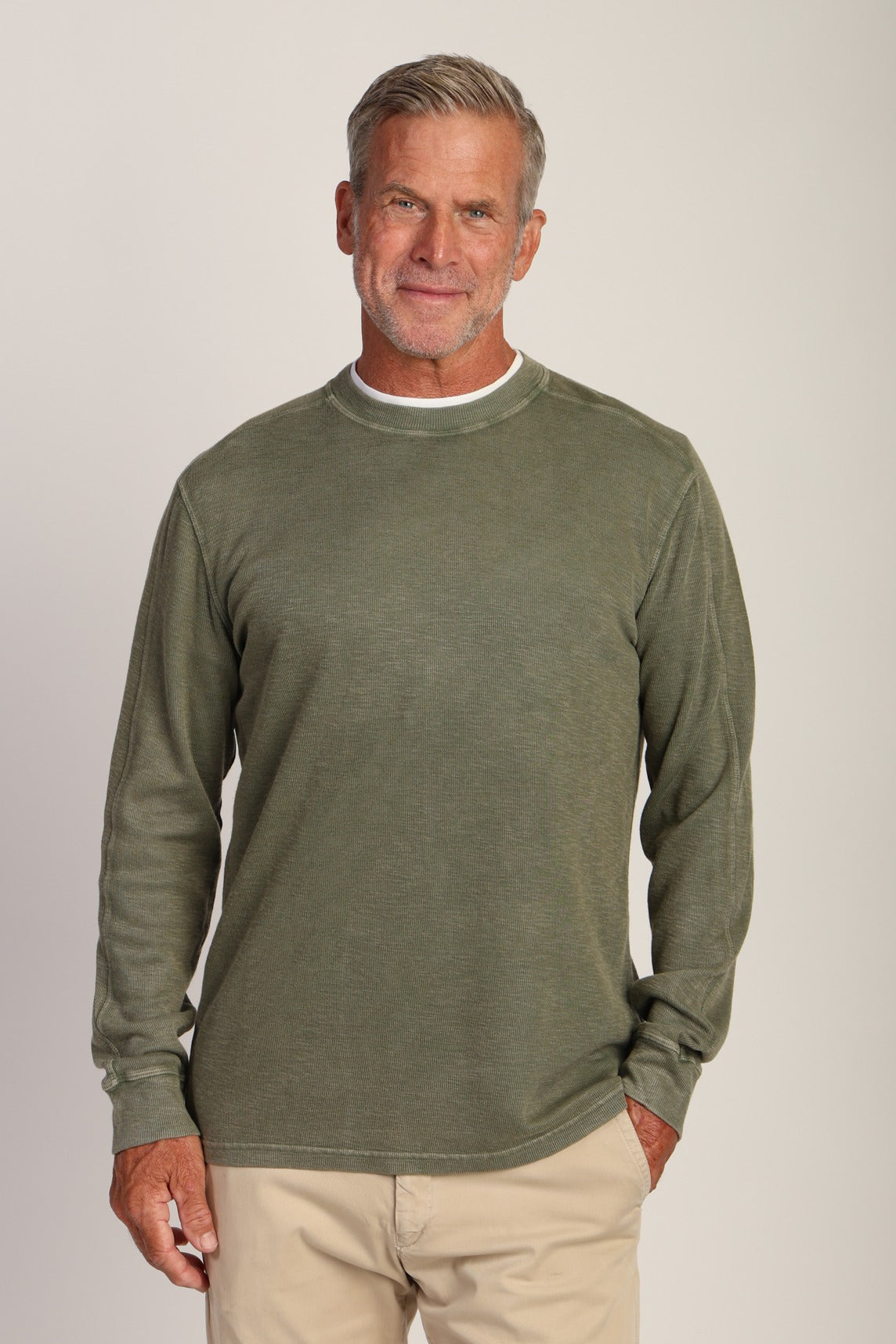 True Grit L/S Modern Crew - Agave, a comfortable long sleeve for layering, cool mornings, travel and everyday wear
