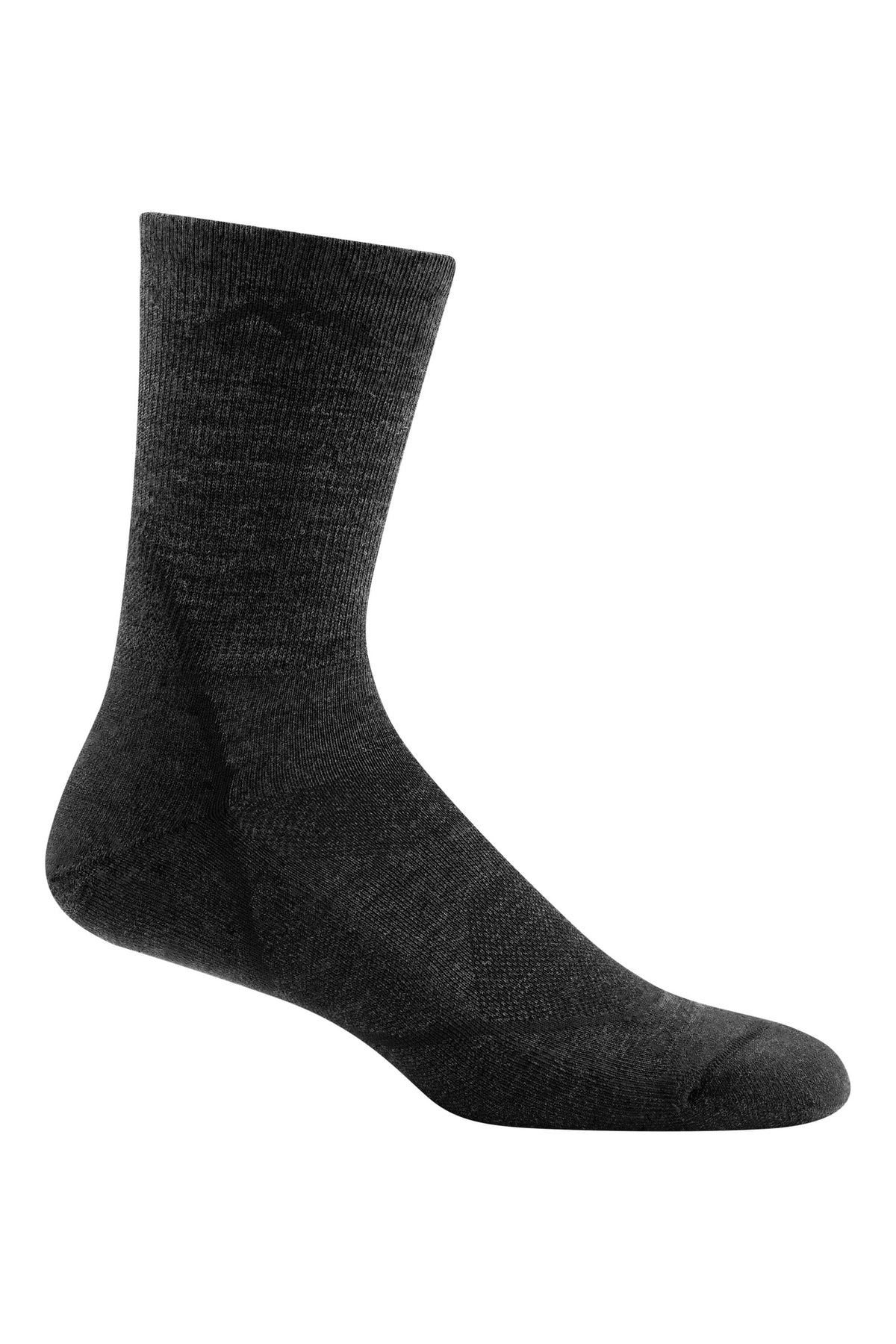 Darn Tough Men's Light Hiker Micro Crew Lightweight Hiking Socks in Black, a lightweight cushioned merino hiking sock that keeps feet dry and comfortable on day hikes, backpacking trips and everyday outdoor wear, guaranteed for life