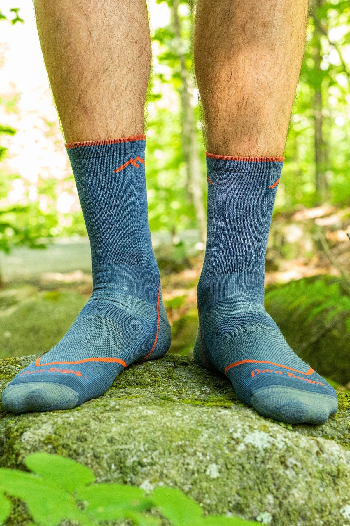 Darn Tough Men's Light Hiker Micro Crew Lightweight Hiking Socks in Denim, a lightweight cushioned merino hiking sock that keeps feet dry and comfortable on day hikes, backpacking trips and everyday outdoor wear, guaranteed for life