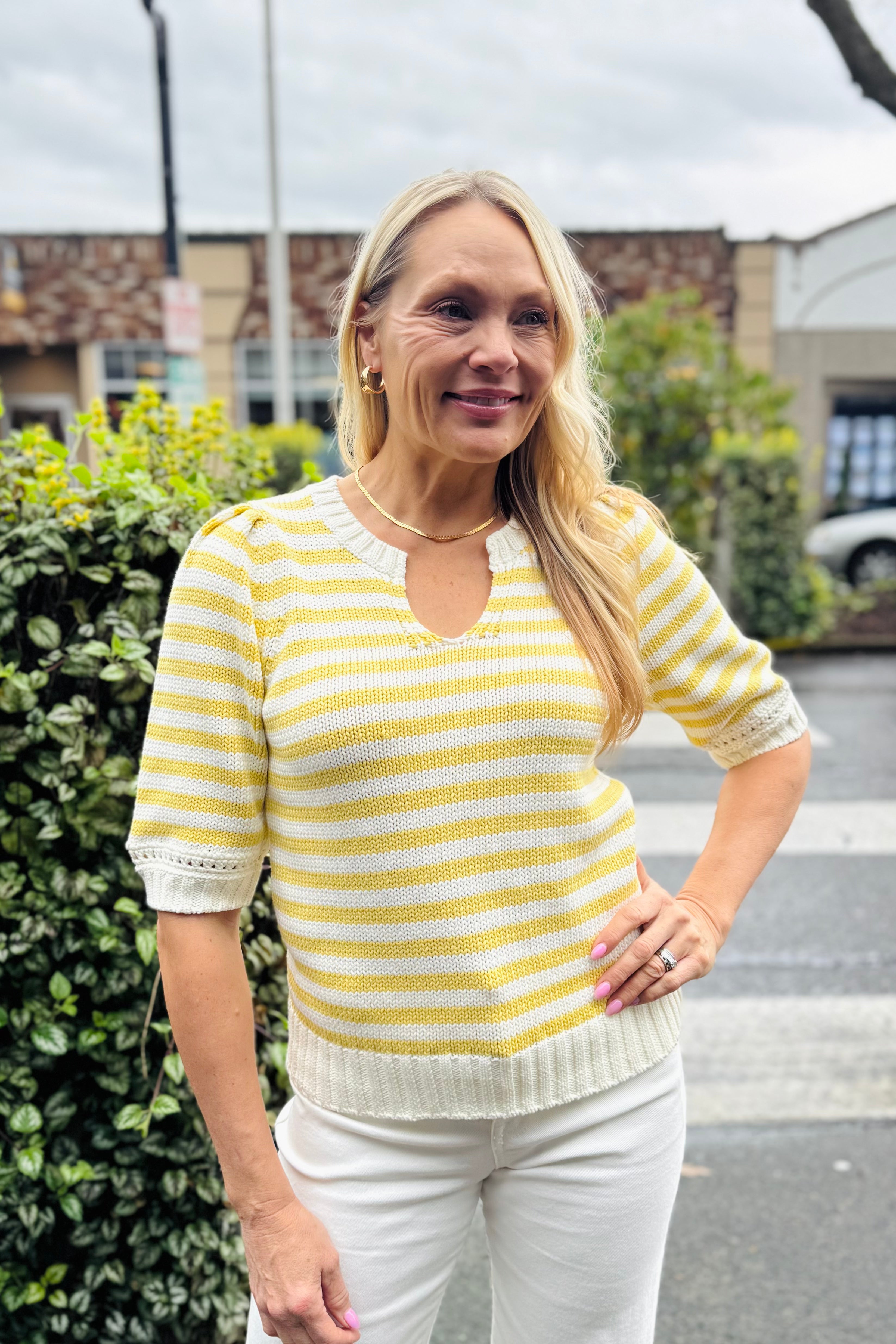 Rosanna Striped Puff Sleeve Sweater