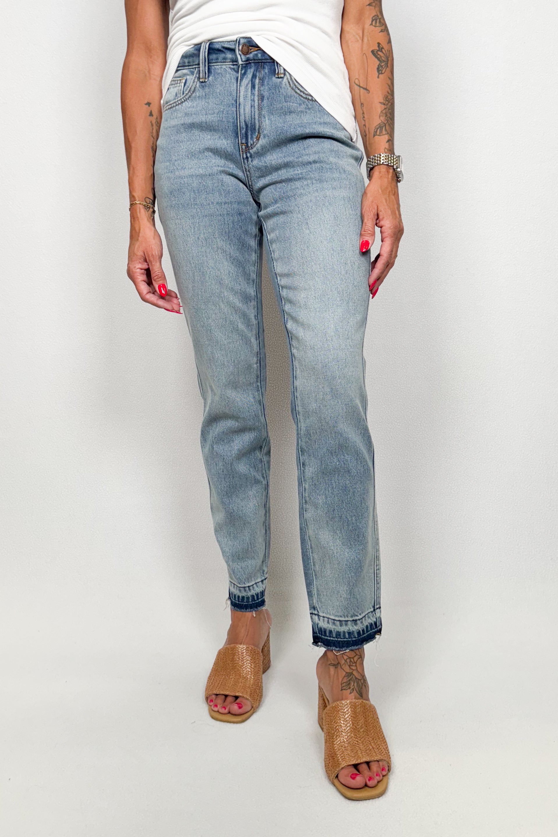 Mid Rise Rigid Hem Jeans