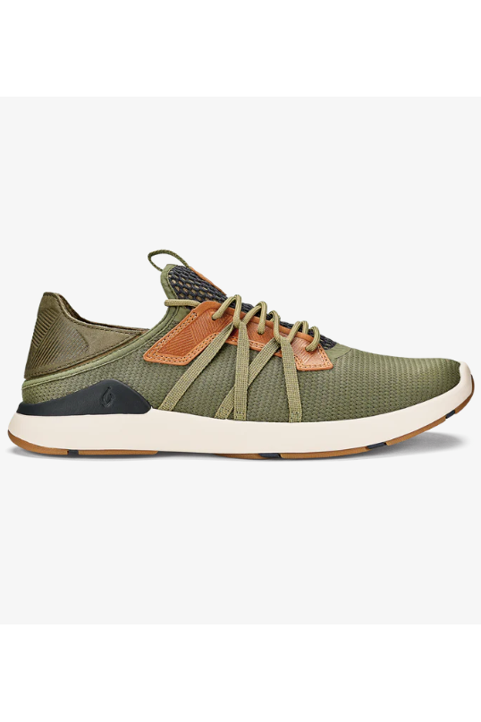 Olukai Mio Lī Sneaker - Hunter/Lava Rock, a comfortable, versatile shoe for the office, travel days, dinners out and weekends