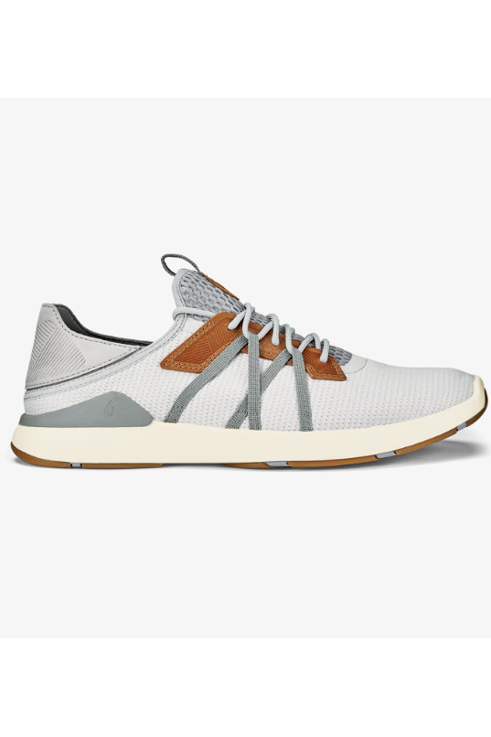 Olukai Mio Lī Sneaker - Mist Grey/Poi, a comfortable, versatile shoe for the office, travel days, dinners out and weekends