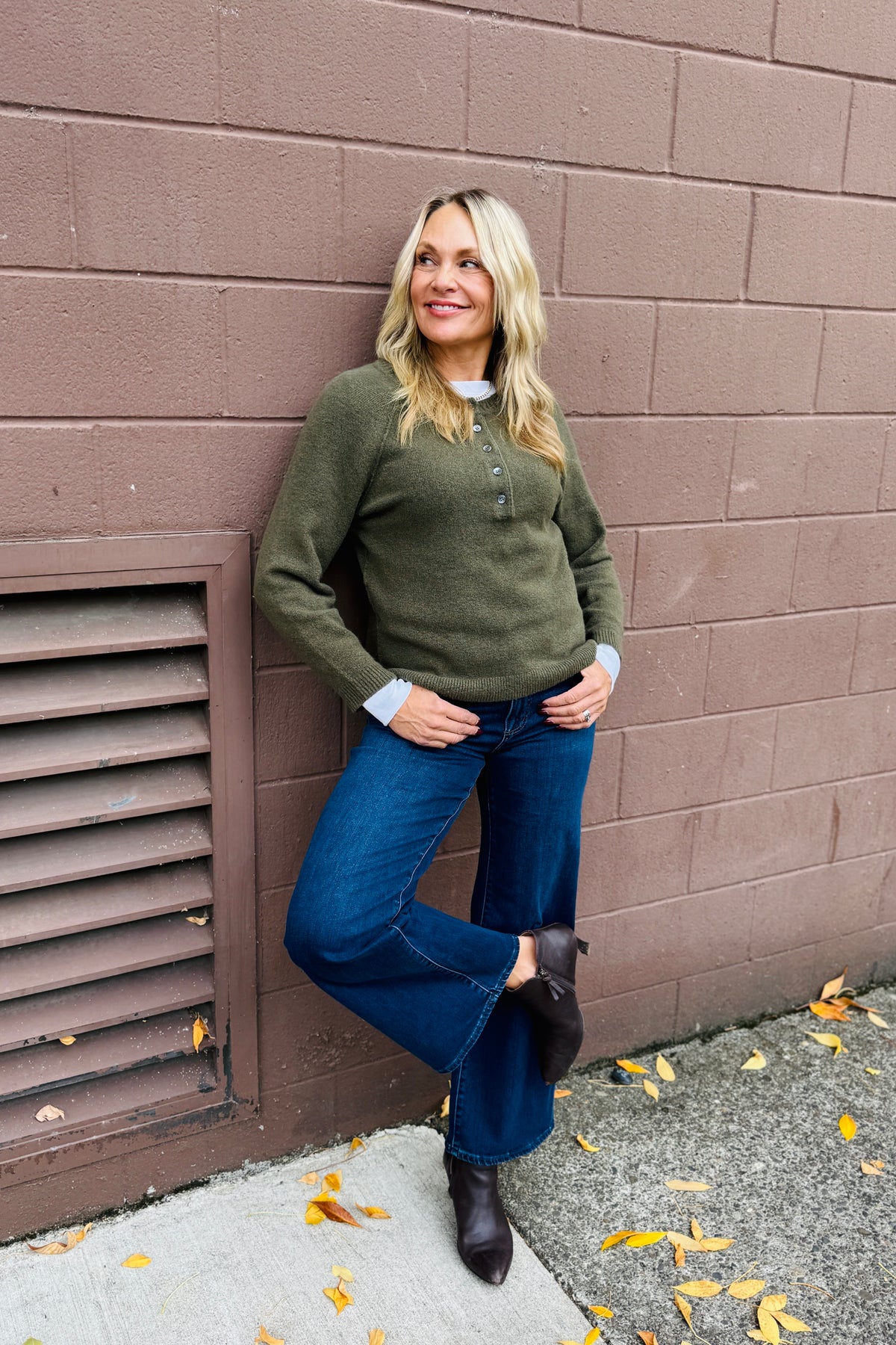 Pauline Henley Raglan Top - Dark Basil