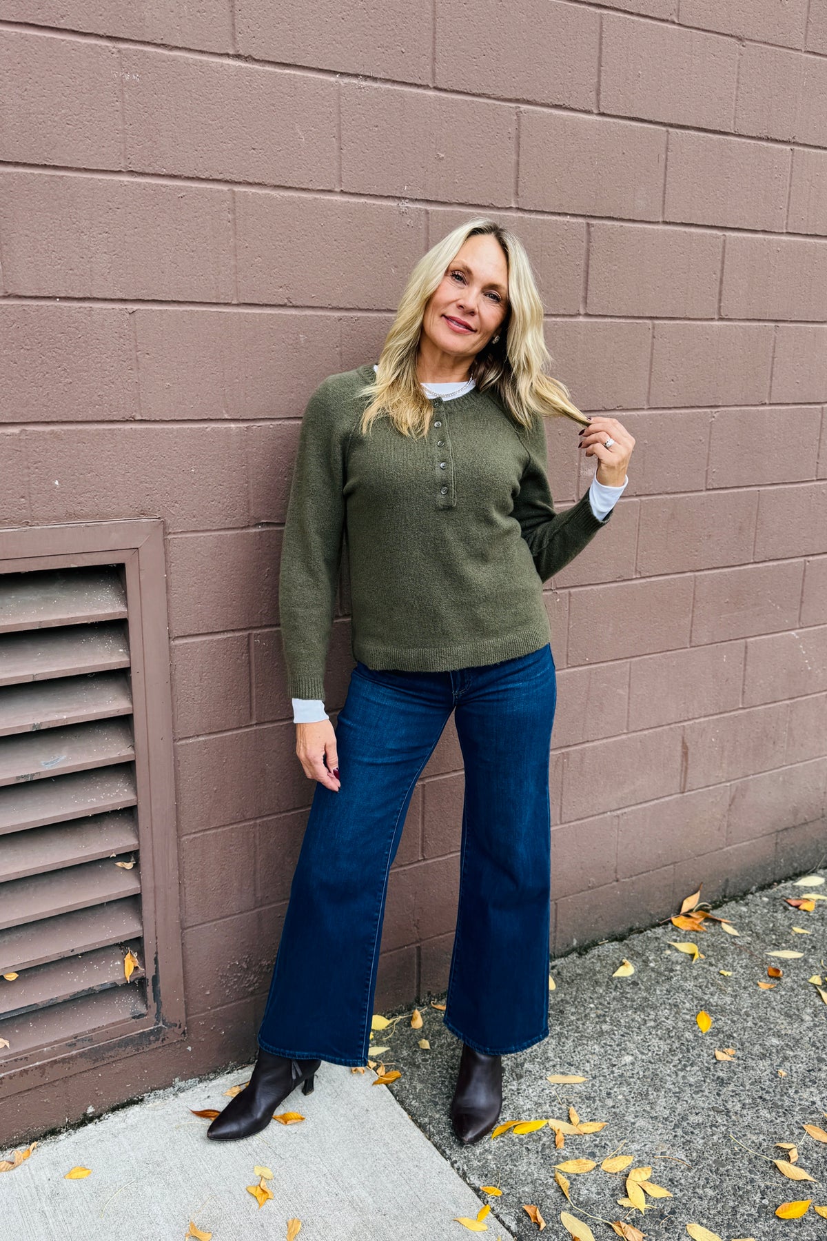 Pauline Henley Raglan Top - Dark Basil
