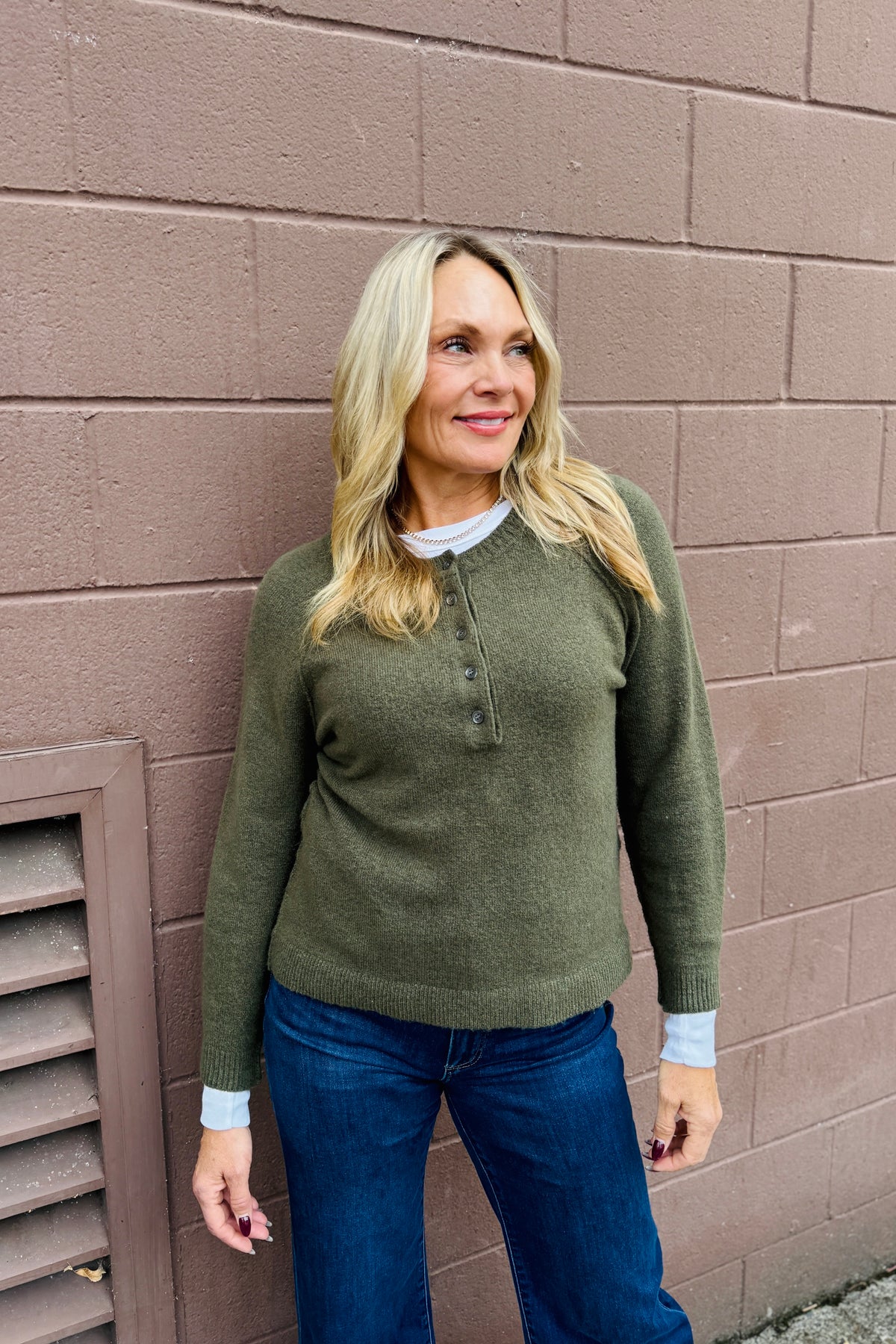 Pauline Henley Raglan Top - Dark Basil