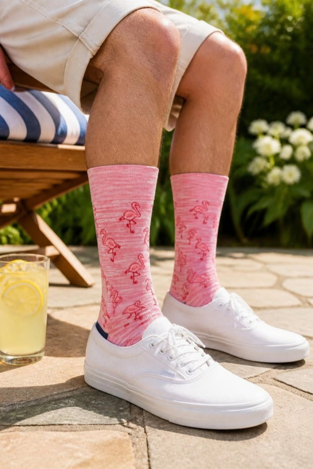 Johnston & Murphy Pink Flamingo Sock in Pink, soft, fun Pima cotton dress socks that add personality to office outfits, weddings and weekends, and make an easy gift or stocking stuffer