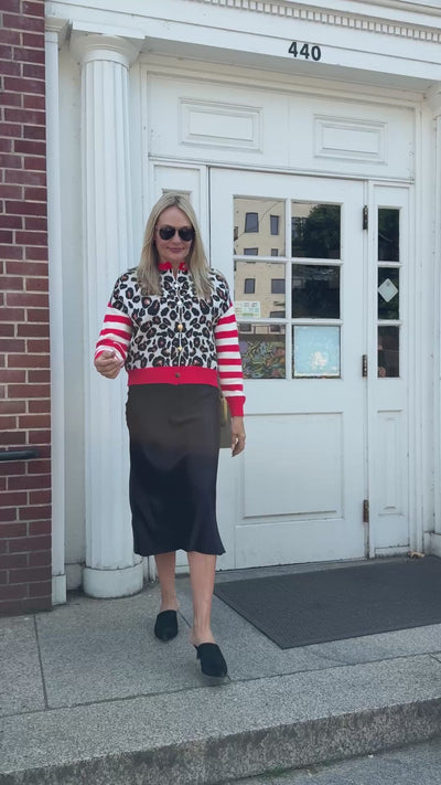 Vintage Round Neck Leopard Print Cardigan