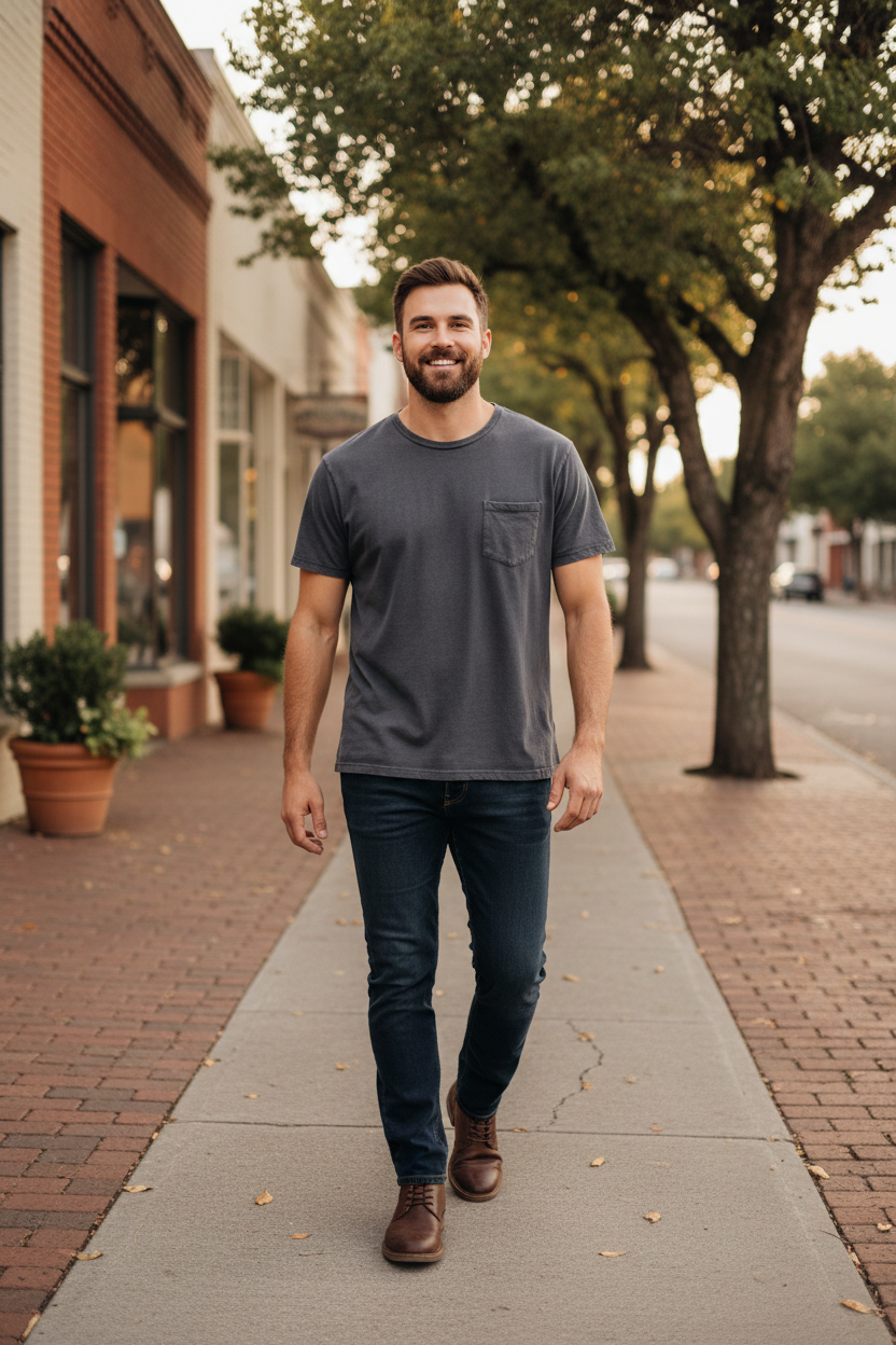 DU/ER PurePima Cotton Tee in washed grey, a breathable, refined tee for strolling downtown, coffee runs and relaxed weekends around town.