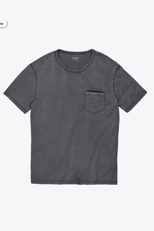 DUER PurePima Cotton Tee in Washed Grey, a soft, comfortable tee for everyday wear, layering, travel and weekend adventures