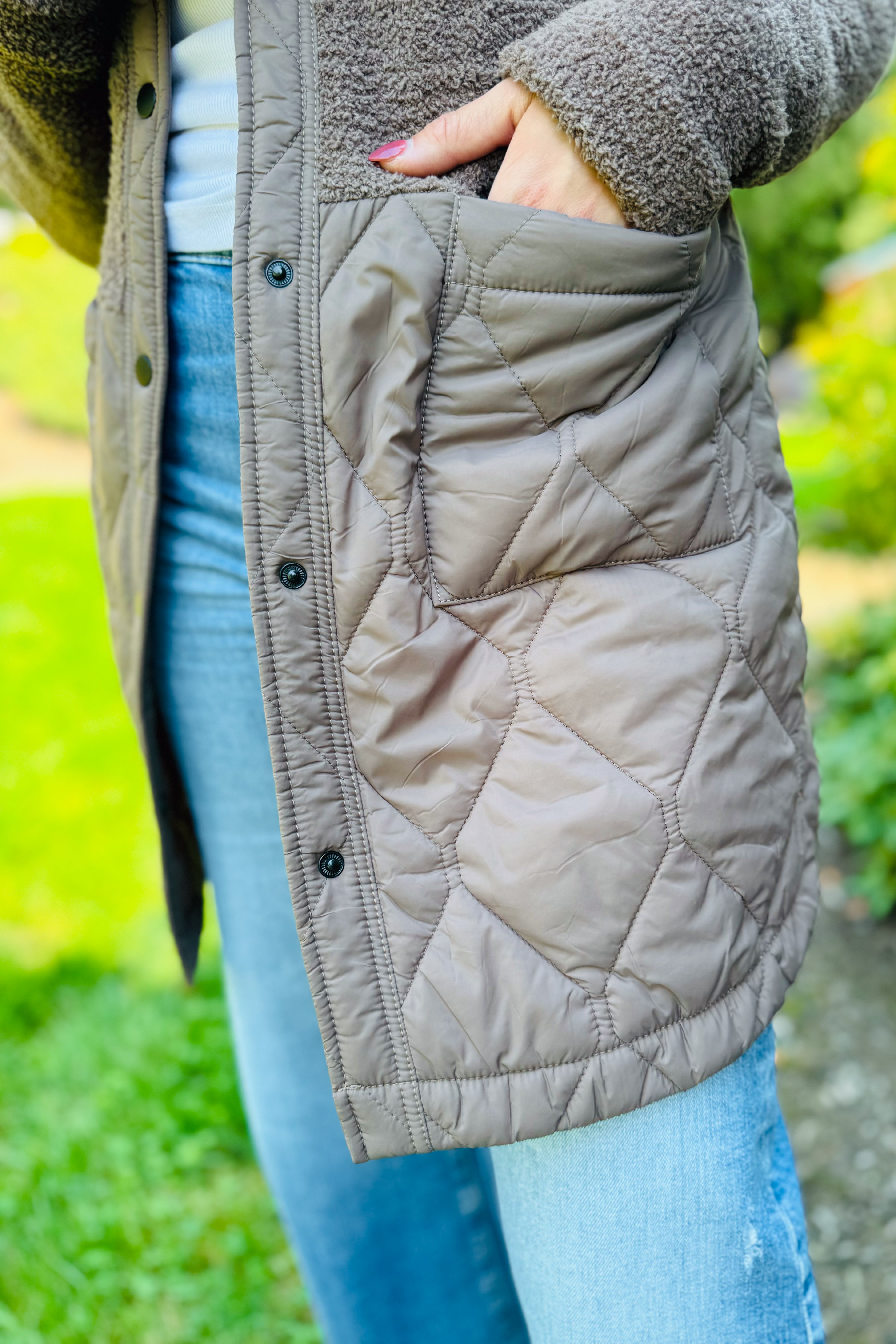 Quilted Mix Media Coat