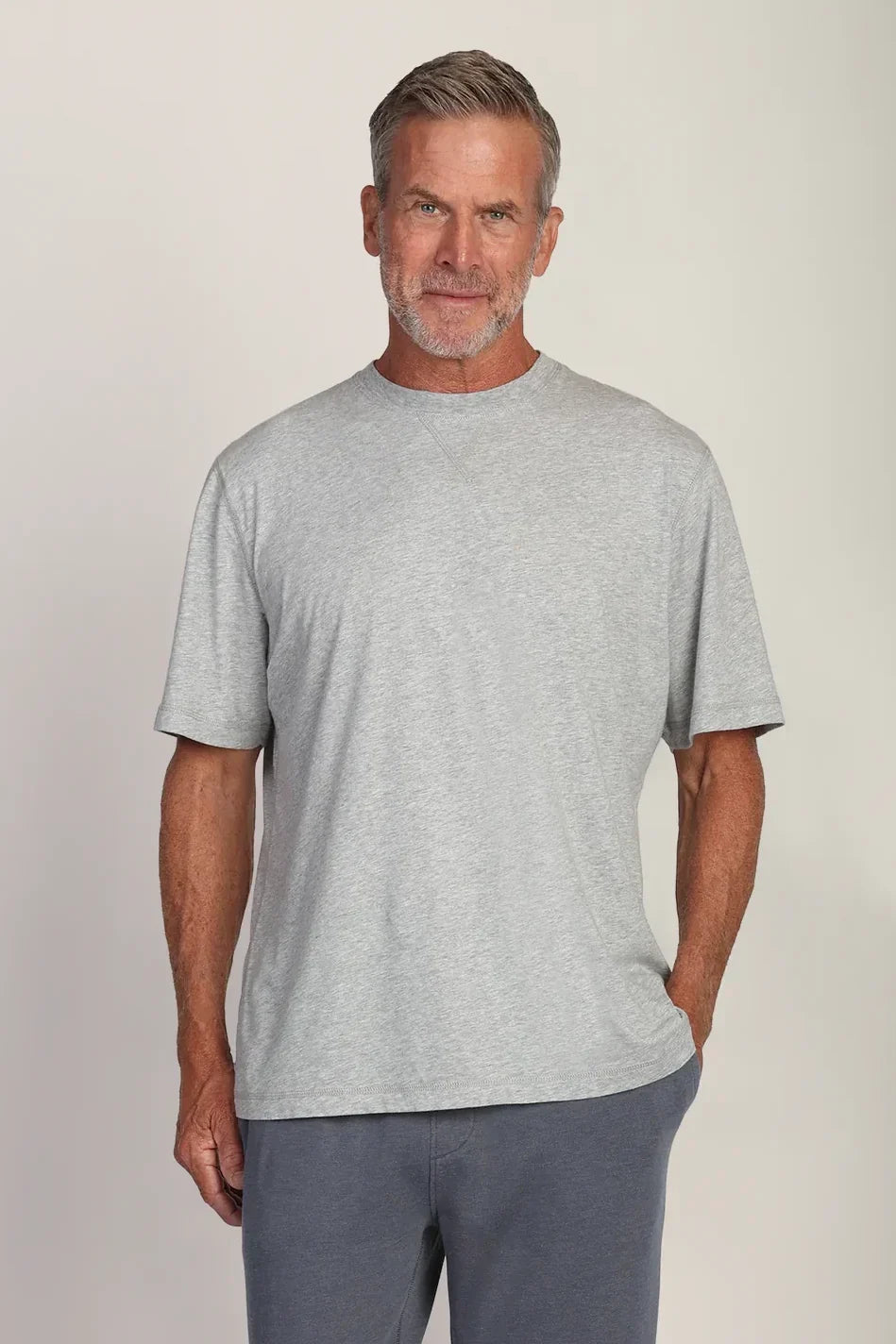True Grit Secret Wash S/S Stitch Crew - Gray, a relaxed, easygoing shirt for beach trips, backyard barbecues and summer nights out