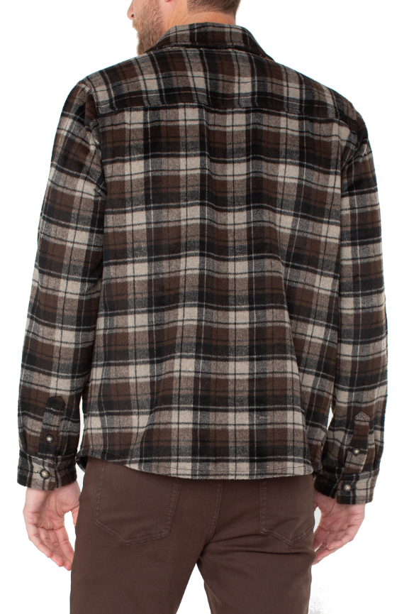 Liverpool Shirt Jacket - Putty/Brown/Black, a versatile jacket for cool mornings, fall weekends, travel and everyday layering