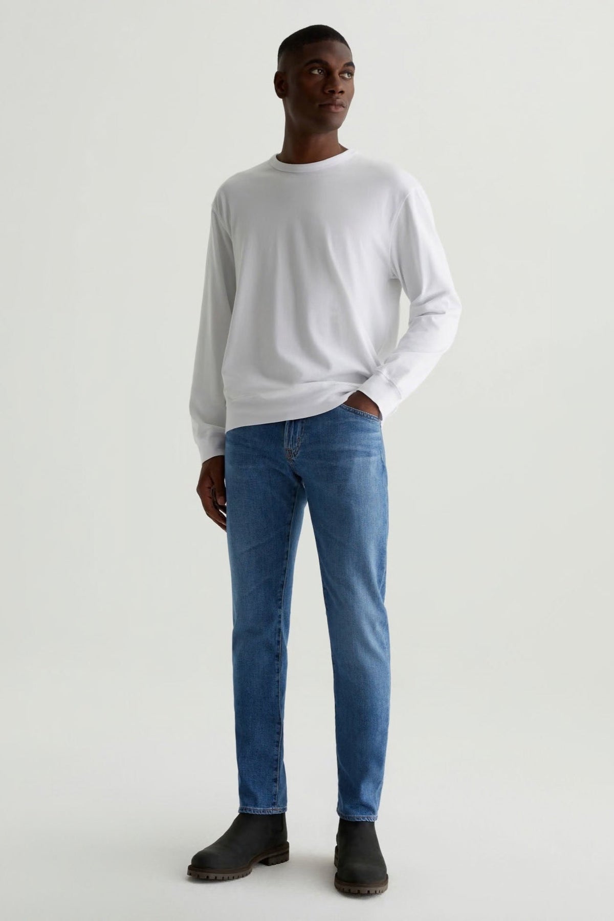 AG Tellis Jean Tailor, comfortable, versatile denim that dresses up for dinner or down for weekends and everyday wear