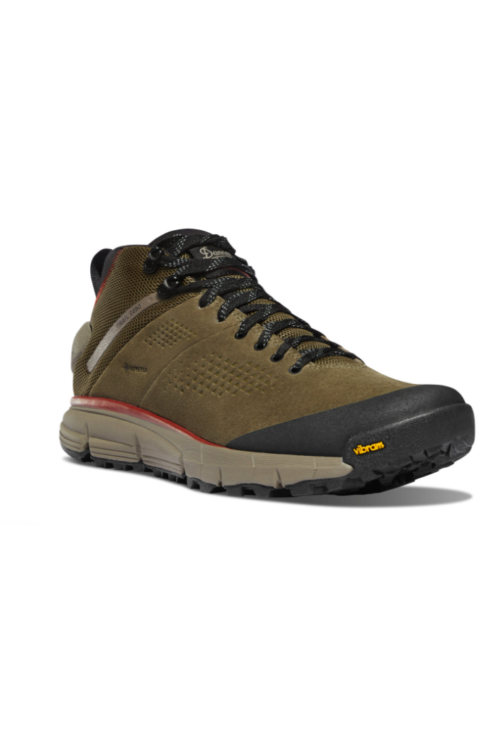 Danner Trail 2650 GTX Mid in Dusty Olive, a waterproof GORE-TEX mid hiking boot for muddy trails, backpacking trips, rainy days and Pacific Northwest adventures