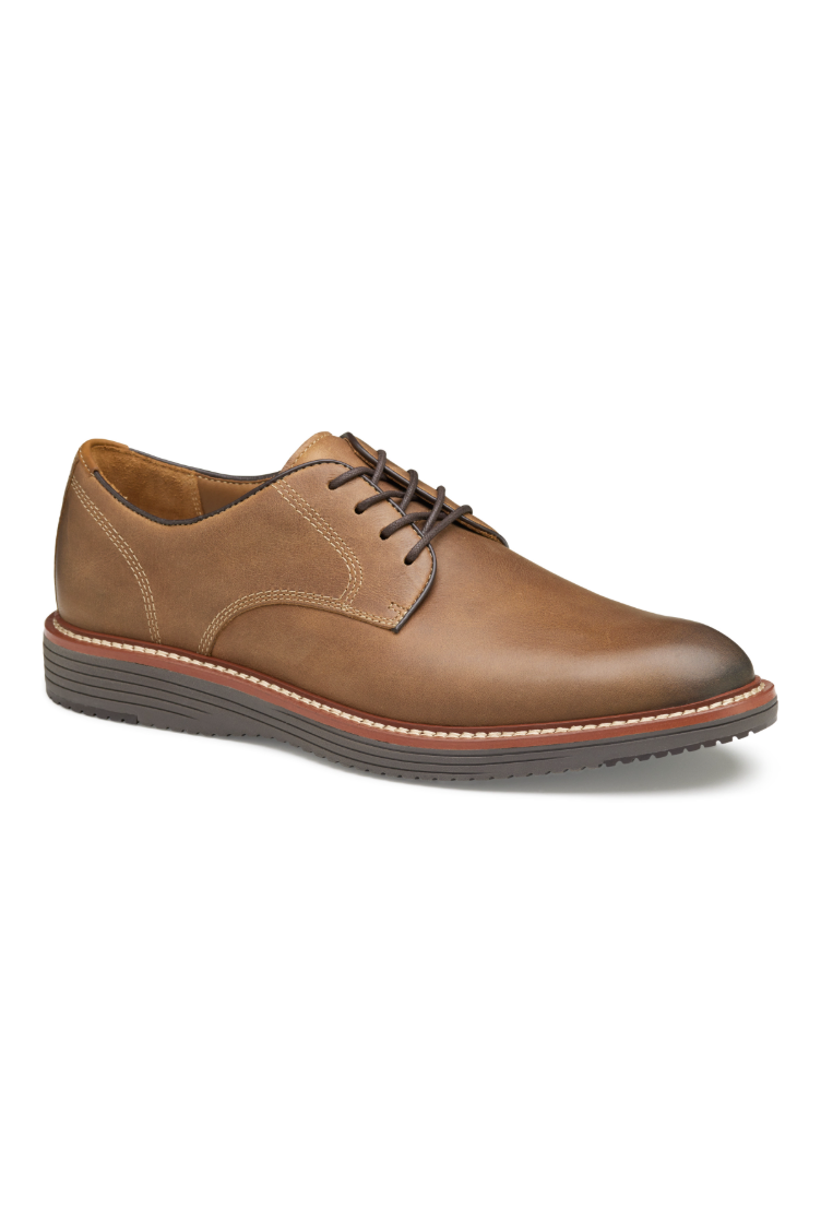Johnston & Murphy Upton Plain Toe - Tan in Tan Oiled Full Grain, a comfortable, versatile shoe for the office, travel days, dinners out and weekends
