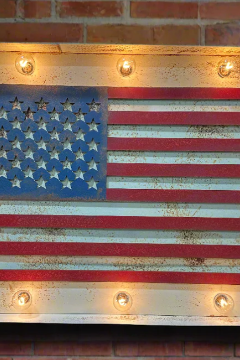 Fosterweld USA Flag Marquee - Red White Blue, a standout marquee light for the garage, game room, patio or cabin