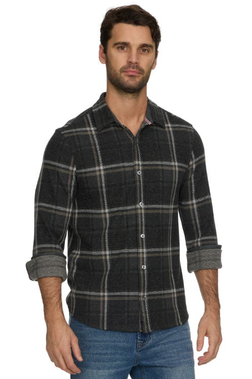 Flag & Anthem Wadley Knit Flannel - Charcoal/Multi, a soft, rugged flannel for fall weekends, campfires, cabin trips and casual Fridays