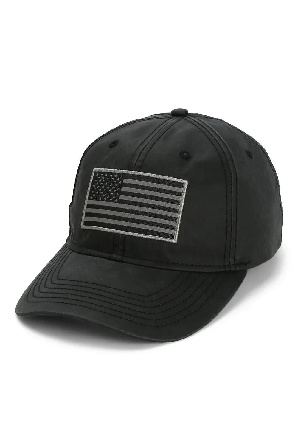 Paramount Outdoors Waxed Cloth American Flag Cap - Black, a go-to hat for fishing trips, yard work, game days and everyday outdoor wear