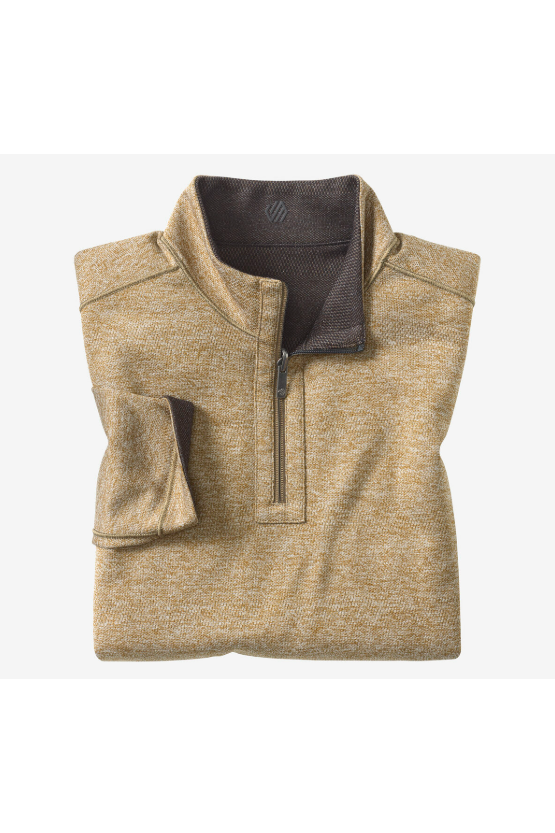Johnston & Murphy XC4 Performance Reversible 1/4 Zip - Black/Gold, a soft, comfortable layer for cool evenings, travel days, campfires and weekend errands