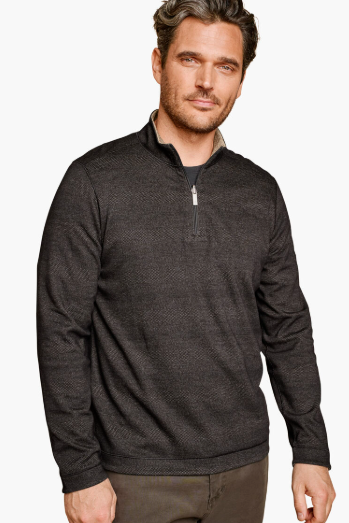 Johnston & Murphy XC4 Performance Reversible 1/4 Zip - Black/Gold, a soft, comfortable layer for cool evenings, travel days, campfires and weekend errands