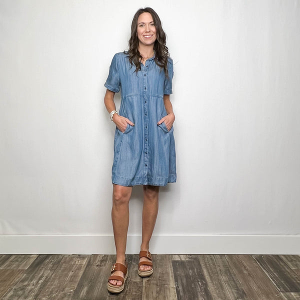 Drapey Denim Shirt Dress