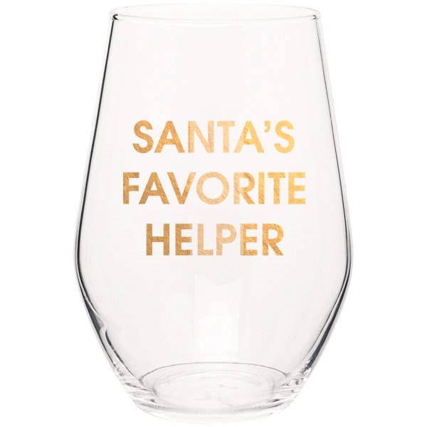 Chez Gagné - Santa's Favorite Helper Stemless Wine Glass - Arktana - Accessories